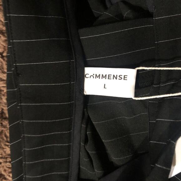 Commense Women's Pinstripe Wide Leg Pants Pleated Relaxed Fit Black Large NWT - Picture 6 of 7